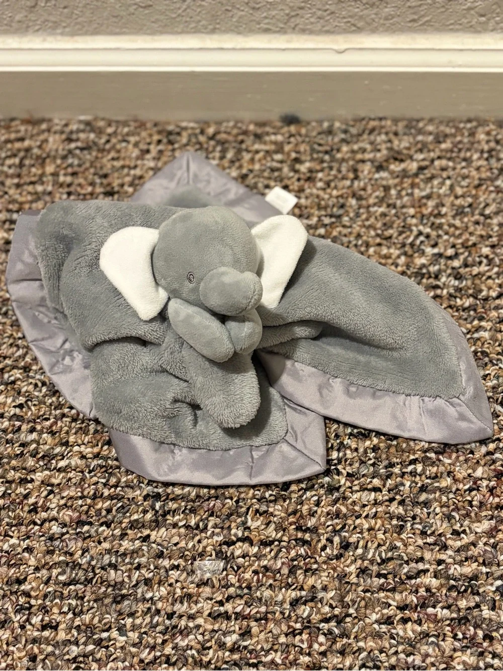Carter's Grey Elephant Plush Security Bib Blanket